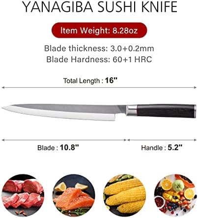 Chuyiren Sharp Sushi nož za kuhinju 9,5 inča i 10,6 inča
