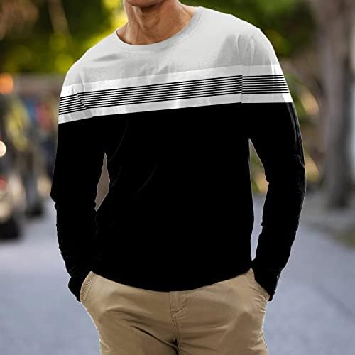 Muški modni casual sportski prugasti šivanje digitalni ispis okrugli vrat majica s dugim rukavima