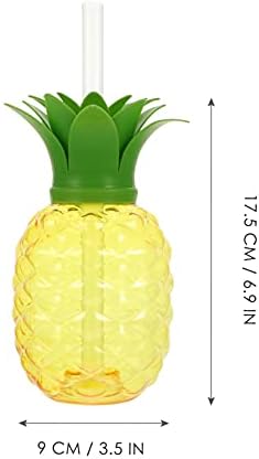 Tiki kup 4pcs ananas čaše sa poklopcem i slamkama plastične čaše za piće na plaži Vodene čaše