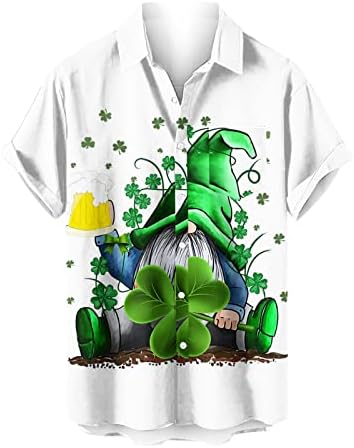 Dnevne majice Svetog Patrika za muškarce pune gumb dolje Gnomes Grafički tees Muški kratki rukav ljetni