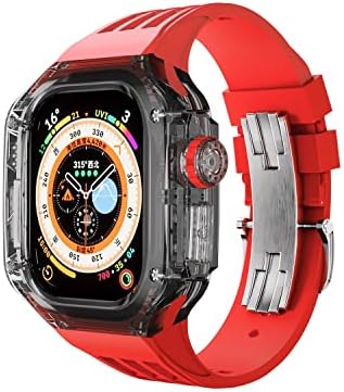 SJSW za Apple Watch Ultra 49mm Transparentni fluororubber luksuzni komplet modifikacije CASE & BAND