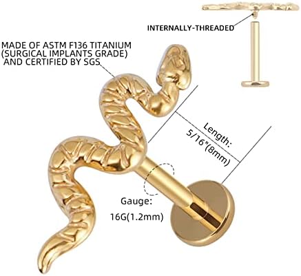 FINE4U 16g 6mm 8mm piercing nakit za Conch, Tragus, Helix-ASTM F136 Titanium hipoalergena hrskavična naušnica,