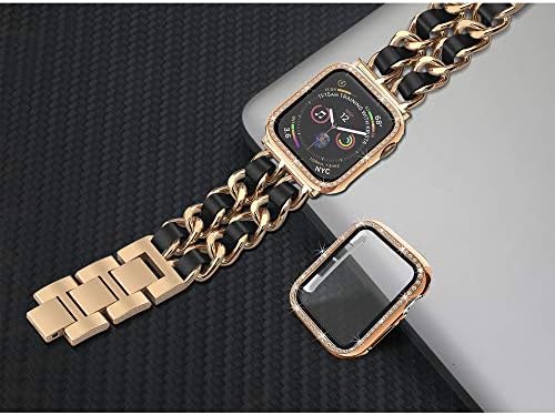 Mosonio Apple Watch Band kompatibilan sa iwatch serije 8/7, iWatch trakom sa 2 pakovanjem 45 mm Bling futrola