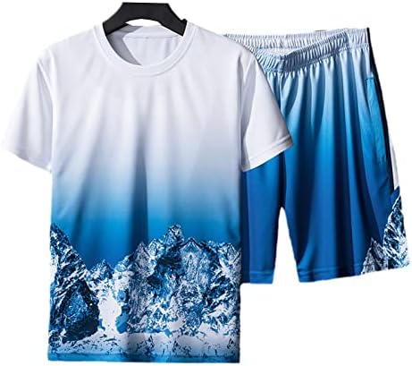 Muškarci Letnje Ležerne prilike Sportska odjeća Modni ispis Majica Shorts 2 komada setovi muške trenerke