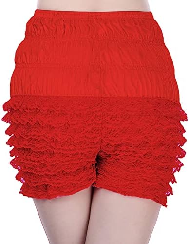 Žene Lolita Style SOLISKE SHOTGING SHORTS seksi multi sloj čipkasti Crveni blookerovi pantalone