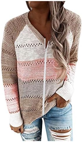 Muduh džemperi za žene obrezane boje blokiranje labave ležerne okruglom vratom šuplje modni pulover