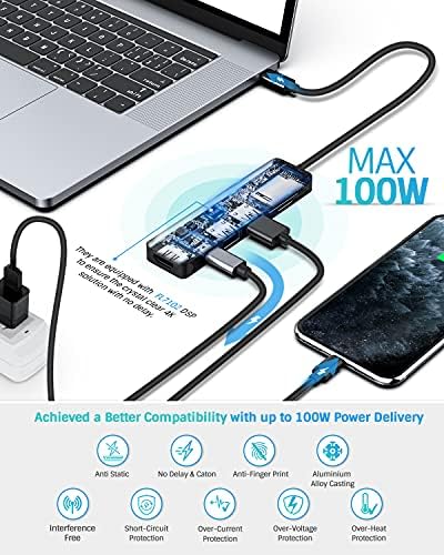 Hiearcool USB C Hub, Adapter USB C Dongle za MacBook Pro, 7 U 1 USB C na HDMI Multport Adapter,USB-C