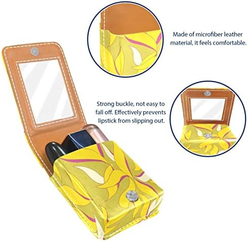ORYUEKAN Mini torba za šminkanje sa ogledalom, torbica za kvačilo od umjetne kože, apstraktno žuto