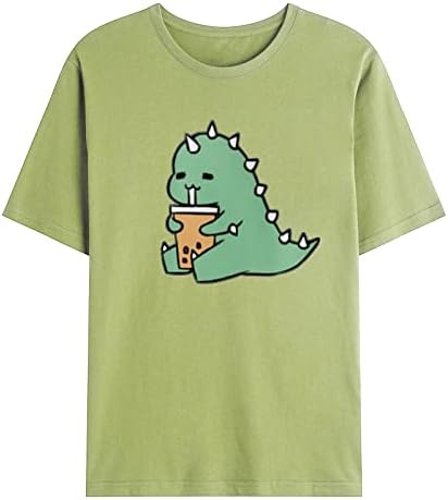 Muška majica Casual Ljeto Kratki rukav Pulover okruglog vrata Slatki zeleni dinosaur Štamparija za ispis majica