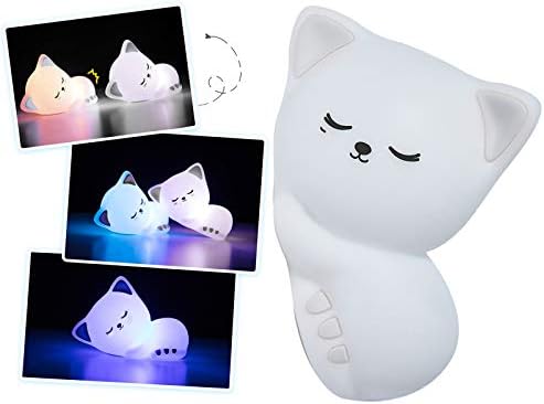 DERCLIVE silikonsko noćno svjetlo za mačiće promjena boje kontrola slavine LED Sleep Cat rasadnik svjetlo