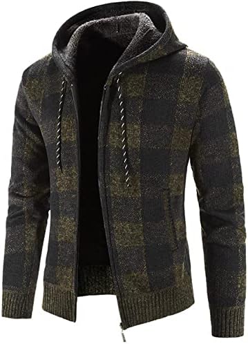 Ksiaxogool Cardigan džemper za muškarce, muški puni zip print Cardigan Hoodie Fleece obložen zimskim