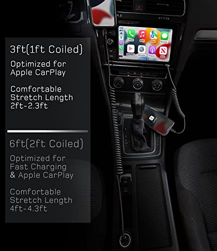 [Apple MFi Certified] iPhone namotani munjeviti kabl za automobil, esbeecables 2pack 6FT uvlačivi iPhone