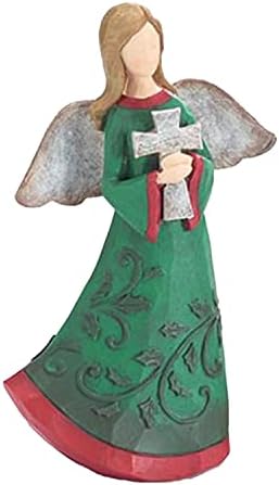 Jedan od blagdanskog načina 8-inčnog rustikalnog zelenog božićnog anđela figurica sa reljefnim