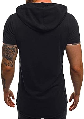 Muški hipster hip hop duhovini pulover Ležerne vježbanje kratkih rukava s kapuljačom s kapuljačom mišića