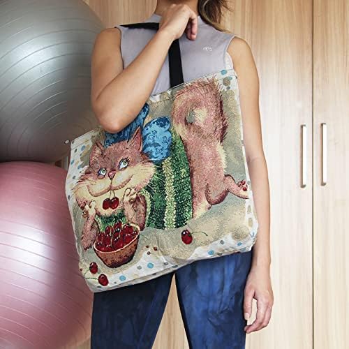 Platnena torba za žene djevojke velikog kapaciteta slatka vezena tkanina za višekratnu upotrebu