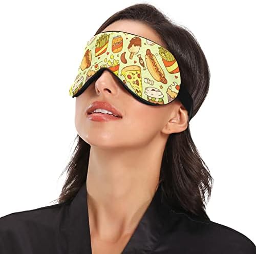 Unisex Sleep maska ​​za oči Funny-Fast food-pizza Night Sleep Maska Komforno omotač za spavanje
