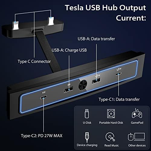 Nadograđeni automobil USB punjač za Tesla Model 3 / Y 2021-2023, 4-u-1 Multiport USB čvorišta