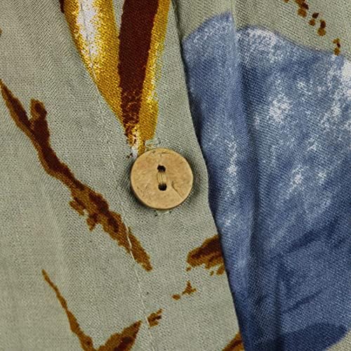 Ljetna haljina za žene Čvrsti pamučni posteljina T haljine Haljine modni ispis Lapl dugme Maxi duge