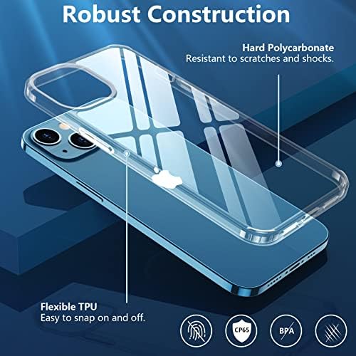 Wilbur Crystal Clear dizajniran za futrolu iPhonea 13, [Ne Žuti] tanka tanka prozirna zaštitna futrola otporna