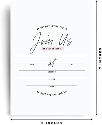 Bliss Collections Sve prigodne pozivnice sa kovertama, jednostavnim ružičastom, kartonom za vaše vjenčanje,