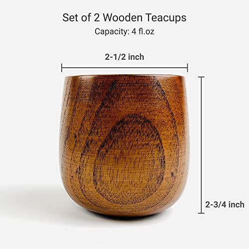 Japanbargain, drveni čaj čaj vode šolja za kafu Japanska zen stil teacup 4 unce 120ml, paket od 2