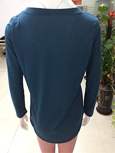 Andongnywell ženski dugi rukav V izrez TUNIC vrpce labave majice T majice sa džepnim bluzama Vrh