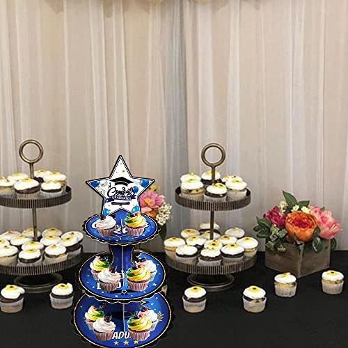 Hying curake Cupcake 2023 za desertnu stolu Party, 3 kartonski desert za gume 823 Plava za maturu Party Favoris
