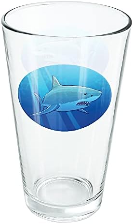 Great White Shark Realistic 16 Oz Pinta Glass, kaljeno staklo, štampani dizajn & savršen Fan poklon