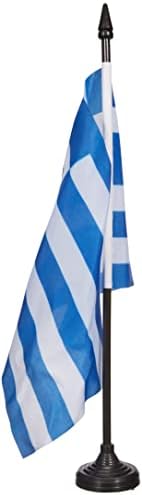 AZ zastava Grčka Zastava stola 5 '' x 8 '' - grčka zastava stola 21 x 14 cm - crna plastična