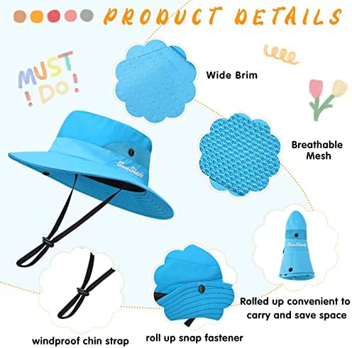 9 kom ljetni šešir za sunce UV zaštita za 5-10y djecu Djevojke Ponytail kapa za plažu Široki