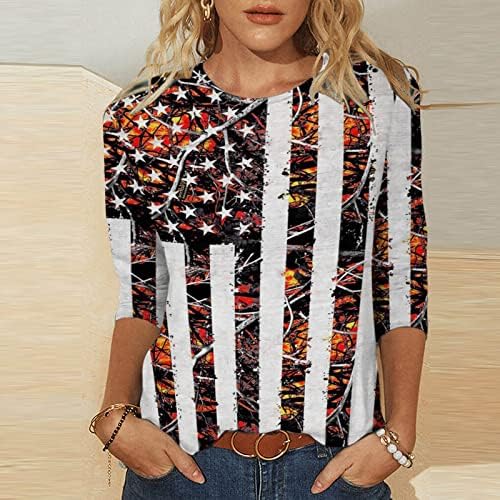 Girls Capri top ljeto jesen 3/4 rukava 2023 odjeća trendy crew vrat pamuk grafički salon top majica za žene VT