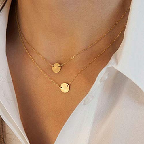 LittleB jednostavan slojeviti novčić Privjesak Ogrlica šljokice ogrlice disk ogrlica lanac nakit