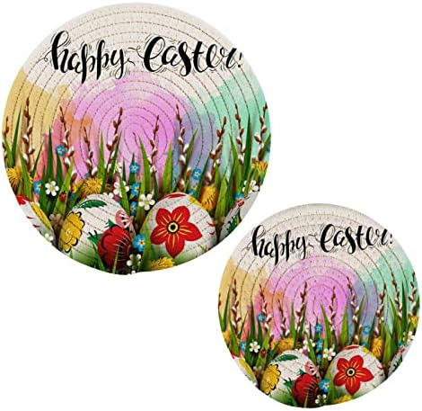 Alaza Happy Easter Easter Držači potpisnice Set 2 kom, potori za kuhinje, pamučne podmetače