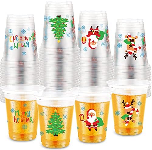 Mimorou 60 pakovanje božićne plastične čaše 12 oz Srest božićne jednokratne čiste plastične