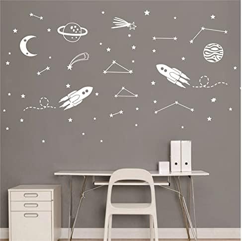 UILMNIY Vanjska sapce svemirska letjelica raketni zidni dekor naljepnica za dječju sobu Art Constellation