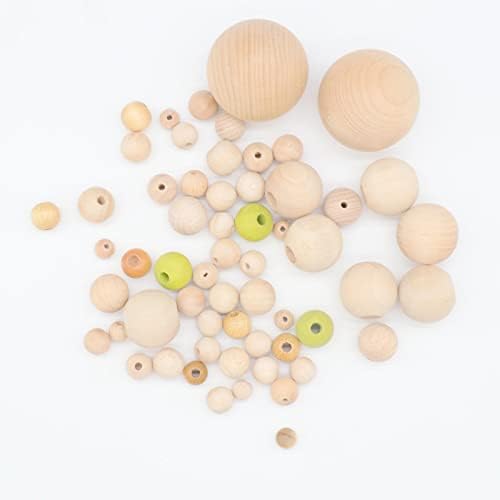 400kom drvene perle prirodne nedovršene drvene perle za zanate, 12mm okrugle drvene labave perle za vijenac