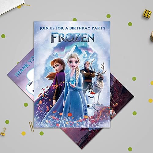 Bicxemy 16pcs crtane kartice Elsa Party Inventication za djecu Rođendanska zabava 5 × 7inches