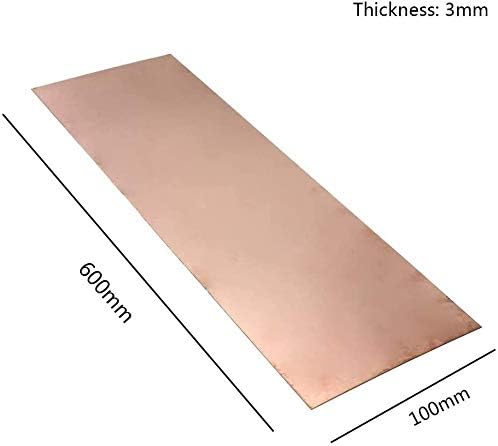 HAOKTSB Mesingana ploča bakarni lim 2.5 mm 100mm x 600mm Metal Off rezovi vrhunskog kvaliteta, 3mm100mm600mm folija