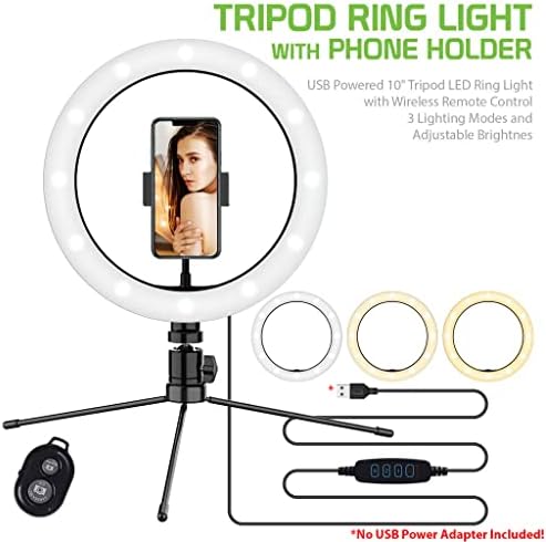 Svijetlo selfi prsten trobojno svjetlo kompatibilno s vašim Nokia 5 Dual 10 Inch s daljinskim upravljačem
