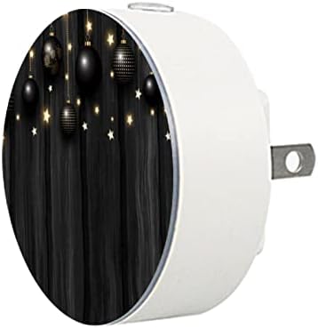 2 paket Plug-in Nightlight LED noćno svjetlo božićne kuglice i zvijezde na drvenoj teksturi sa senzorom