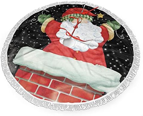 Santa Claus Art Christrich Drvo suknje, Xmas Tree suknje Mat sa resekom za odmor za vjenčanje Dekor 48