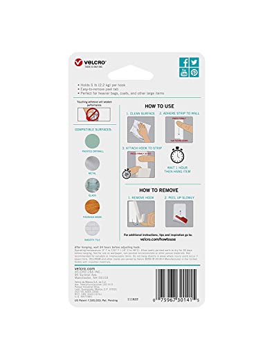 Velcro marke Hangebles uklonjive zidne kuke | Lako za uklanjanje zidnih pričvršćivača | Netrajne kuke