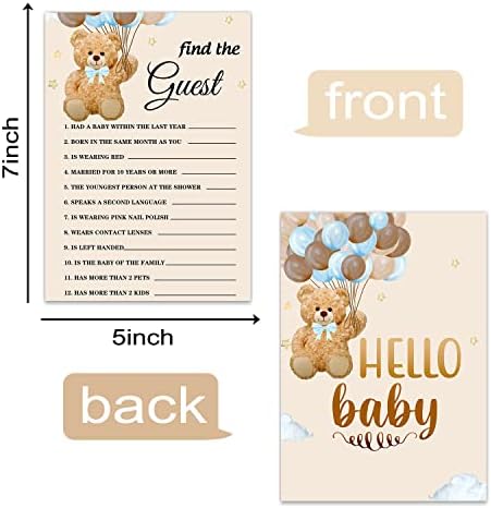 Karte za tuširanje za bebe, Bear Tema Pronađite gostujuću kartu za igru ​​za bebe, smiješne i jednostavne