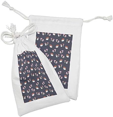 Lunadljiva sušijanska torbica set od 2, crtani stil morskih plodova pripremljeni rukom, malom
