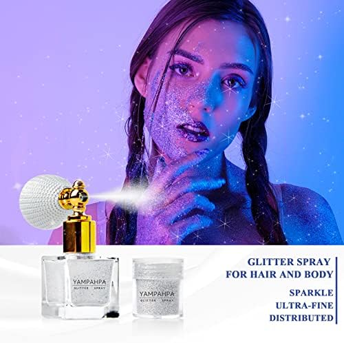 Body Glitter Spray, Silver Glitter sprej za kosu i tijelo, Extra Fine Face Glitter Makeup body Spray za
