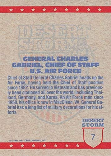 1991. TOPPS Desert Storm Yellow Lowove Koalicija za pisma za mirovne trgovinske kartice 7b Šef Generalštaba