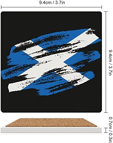 Vintage škotska zastava podmetači za piće kvadratna keramička čaša s Corkom bazom 6pcs