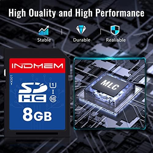 INDMEM SD kartica 8GB 2 paket UHS-I U1 Klasa 10 8G SDHC Flash memorijska kartica kompatibilna sa