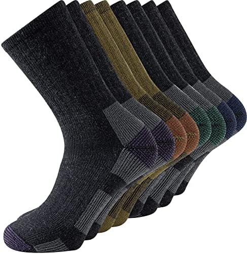 ACOL 78% Merino vunene čarape za muškarce ojačane pete Heel Thick Moisture Wicking Terry-Loop jastuk