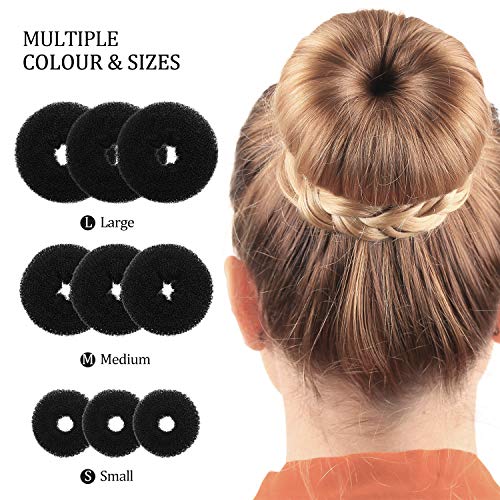 9 komada krafna punđa za kosu Maker Shaper Foam sunđer punđa za krofne prsten u stilu sa 12 komada elastičnih